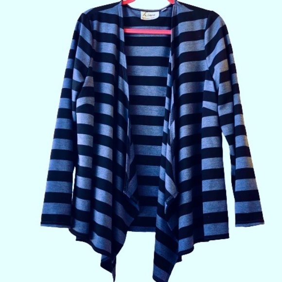 Linea by Louis Dell'Olio Cardigan Jacket Asymmetrical Draped Striped Women Large - Picture 7 of 12